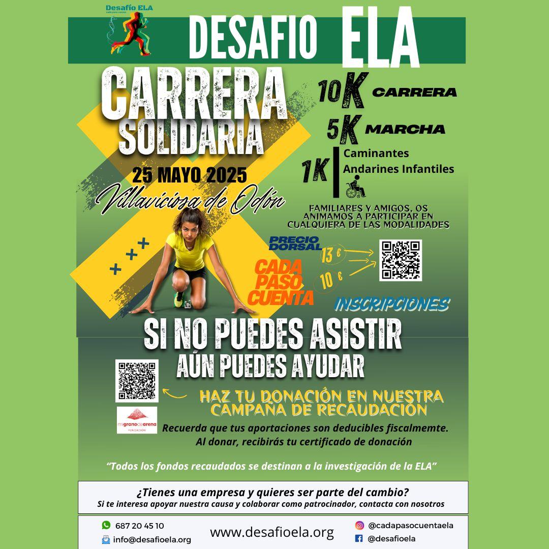 vecinosvodon's tweet photo. Próximo sábado día 24 de mayo, se pueden recoger los dorsales para " Carrera Solidaría " . Desafío ELA en el local de la Asociación Vecinal de Villaviciosa de Odón  Avd. Príncipe de Asturias nº 126 de Villaviciosa de Odón en  horario de 11, 00 horas a 14,00 horas https://t.co/BlCxGbo18V