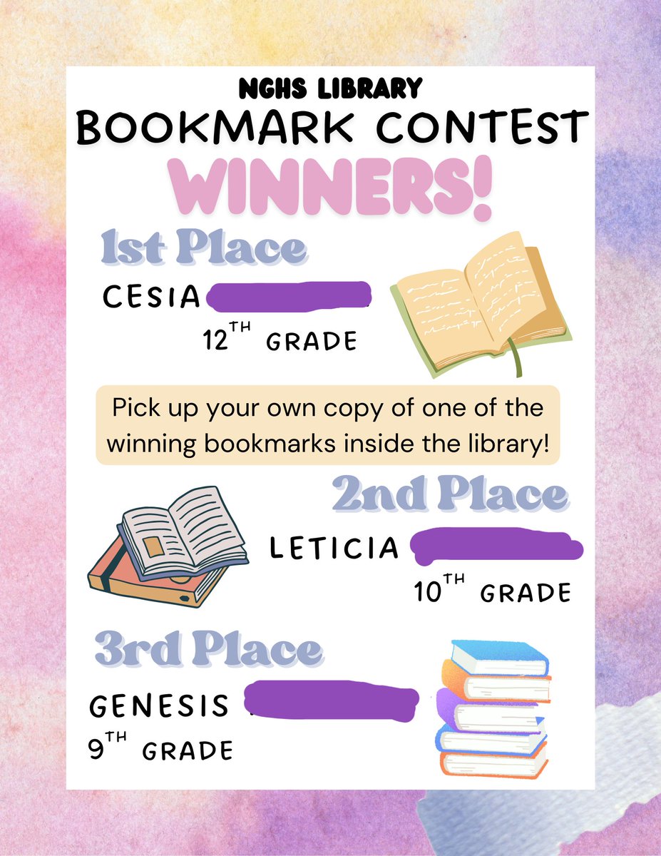 NGHS Library (@ngraiderlibrary) on Twitter photo April was School Library Month! โจ Check out the winning bookmarks from our bookmark contest to celebrate books & reading! Students have LOVED being able to pick up their own copy from the library! <a href="/gisdnews/">Garland ISD</a> <a href="/NGHS_Raiders/">North Garland HS</a> <a href="/GISDREADS/">Jeanine Boyett</a> <a href="/GISDRLA/">GISD Secondary RLA</a> April was School Library Month! โจ Check out the winning bookmarks from our bookmark contest to celebrate books & reading! Students have LOVED being able to pick up their own copy from the library! <a href="/gisdnews/">Garland ISD</a> <a href="/NGHS_Raiders/">North Garland HS</a> <a href="/GISDREADS/">Jeanine Boyett</a> <a href="/GISDRLA/">GISD Secondary RLA</a>