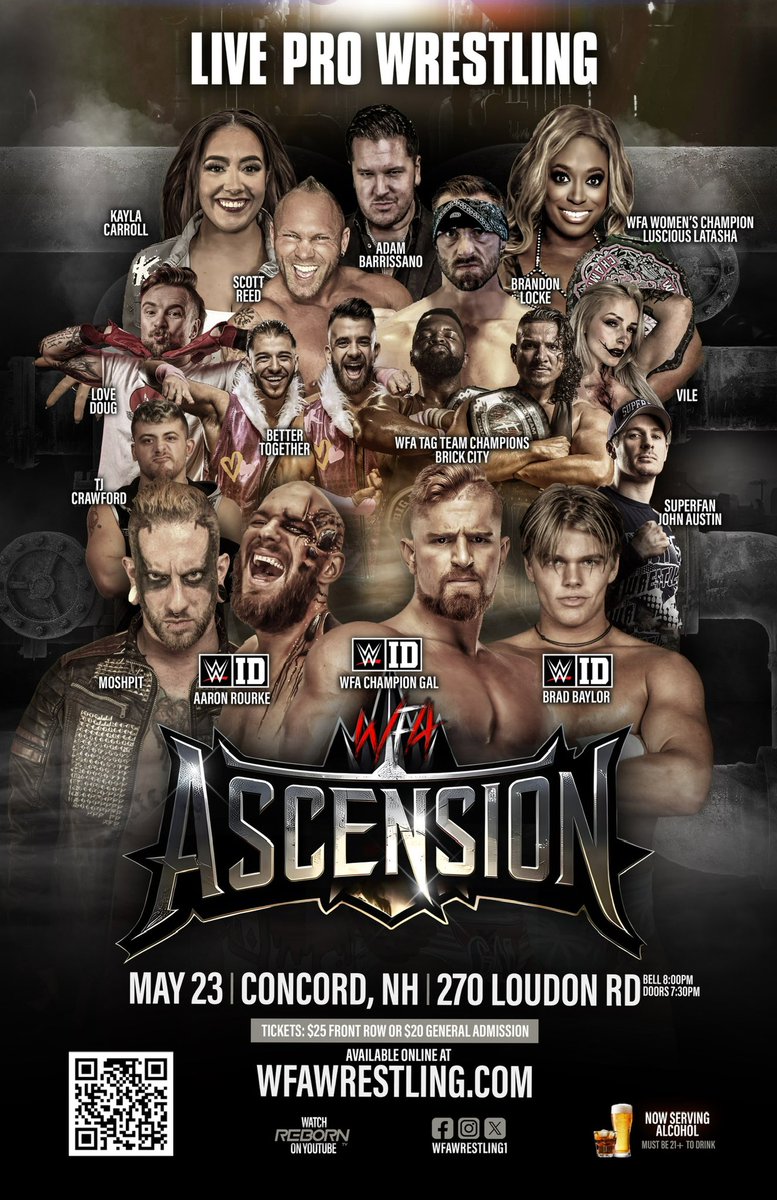 wfawrestling1's tweet image. 🚨 ASCENSION🚨
May 23, 2025
Concord, NH
🔥 MAIN EVENT JUST SIGNED!
@WWEID ’s @PerfectAaron1 & MOSHPIT
vs
@WWEID & WFA Champion @justgal_ & #WWEID’s @bradbay1or