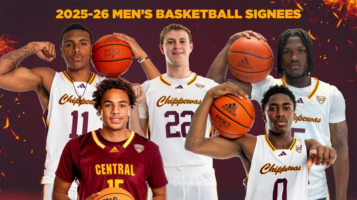 Central Michigan Men's Basketball signs five more players!

✔️ Tamario Adley, G
✔️ Uchenna Amene, G
✔️ Jorden Brooks, G
✔️ Phat Phat Brooks, G
✔️ Logan McIntire, G

🔗 bit.ly/44HnJNv

#FireUpChips 🔥⬆️🏀