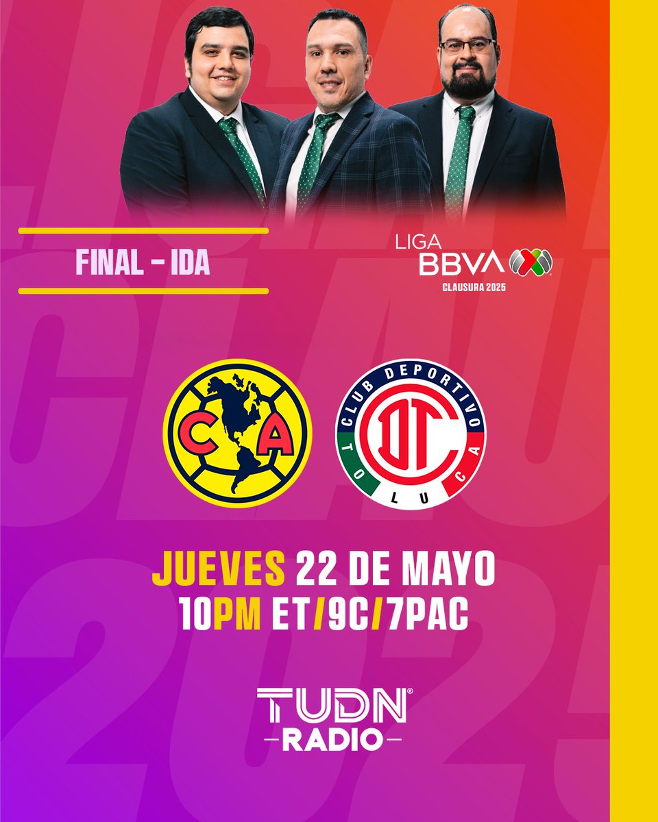 🏆¡TODO LISTO! Para el partido más importante de la temporada🤩🤩🤩

🔜#LaSeñalDelCampeón es en <a href="/TudnRadio/">TUDNRadio</a> 📻🇺🇸con los mejores <a href="/MaxAndalon/">Max Andalón</a>, <a href="/chiquis_/">Chiquis</a> y <a href="/gabosainz/">Gabriel Sainz</a> 🎙️

😈🔊¡Tenemos TODA LA FINAL del Futbol Mexicano!🔊 🦅
