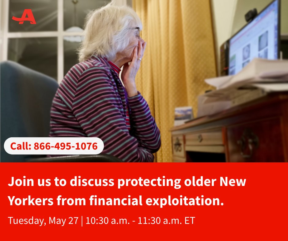 ❓#Didyouknow New Yorkers lost over $576 million to fraud in 2024?🛡️ 

Join our Telephone Town Hall to learn how we can protect older New Yorkers from financial exploitation. Call 866-495-1076 to tune in and ask your questions live! 

🗓️ May 27 🕥10:30 - 11:30 AM