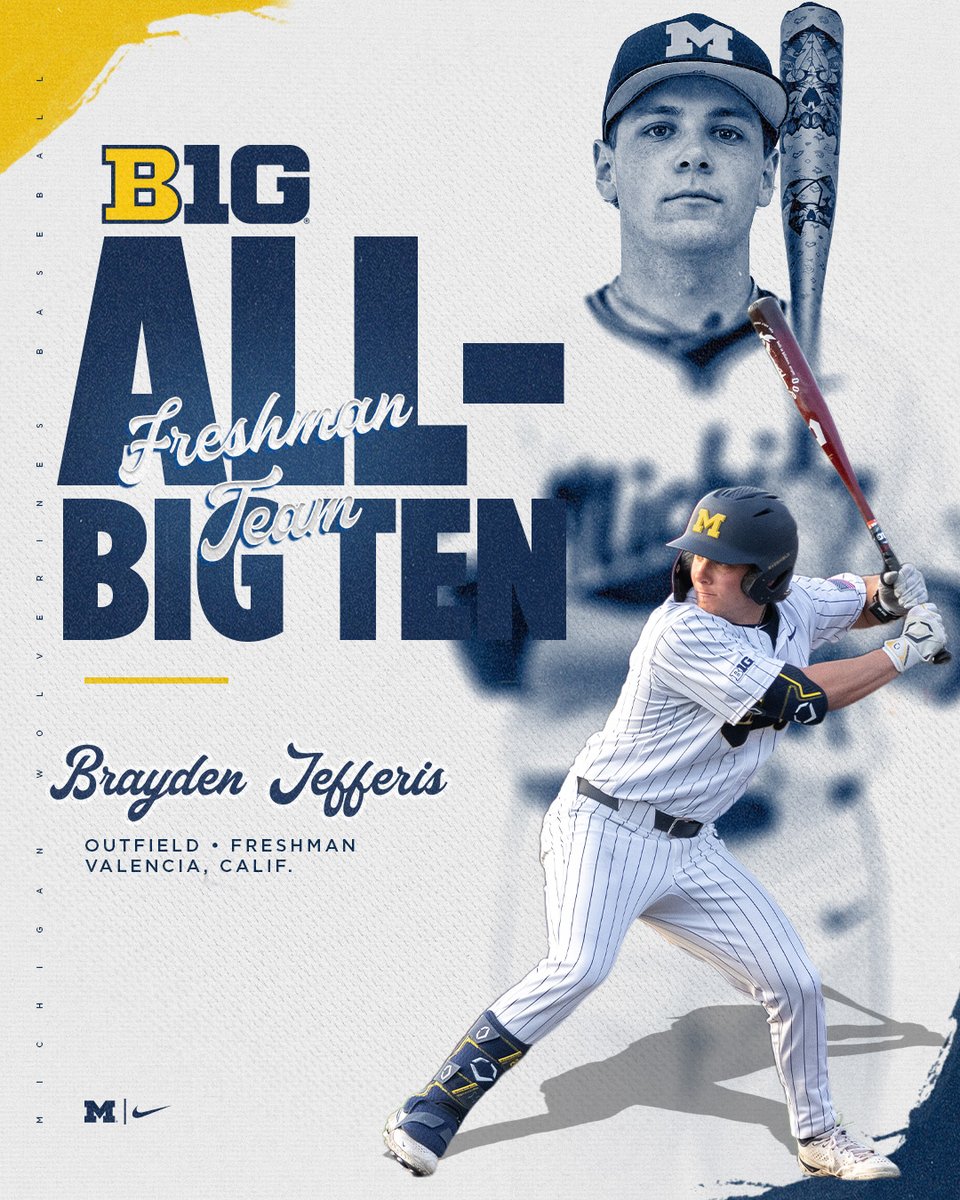 𝗔𝗹𝗹-𝗕𝗶𝗴 𝗧𝗲𝗻 𝗙𝗿𝗲𝘀𝗵𝗺𝗮𝗻𝗧𝗲𝗮𝗺

Much more to come from him, congrats to Brayden Jefferis on his selection to the All-Big Ten Freshman team! 

#GoBlue