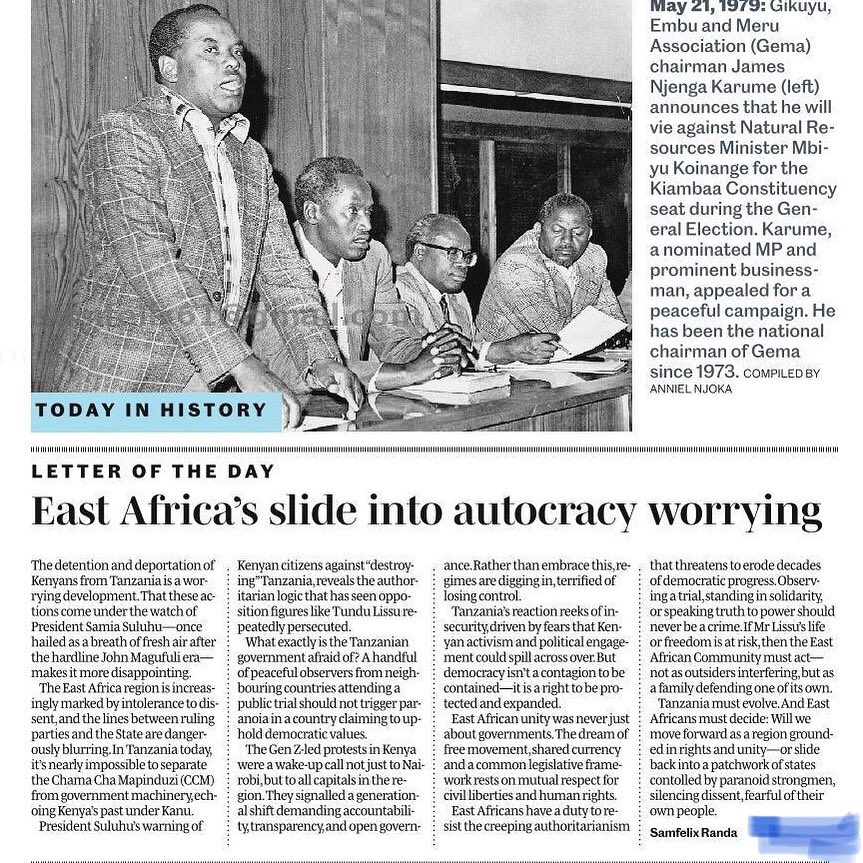 East Africa’s slide into autocracy worrying - Daily Nation Wednesday 21/5/25