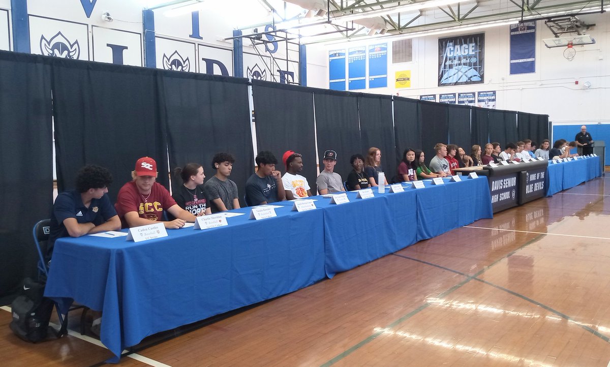 Mike Bush (@mikebmultimedia) on Twitter photo Here are 28 <a href="/DavisBlueDevils/">Davis Blue Devils</a> senior athletes taking part in college signing inside the South Gym. Story and photos to come. <a href="/D_Enterprise/">The Davis Enterprise</a> <a href="/OSeb1/">Sebastian Oñate</a> <a href="/dshsgirlsbball/">Davis High GBB</a> <a href="/DJUSD/">Davis Joint USD</a> <a href="/SacBee_JoeD/">Joe Davidson</a> <a href="/PremierPrepsNMP/">Nick Pecoraro</a> <a href="/JakeGadon_TV/">Jake Gadon</a> <a href="/heykevinjohn/">Kevin John</a> Here are 28 <a href="/DavisBlueDevils/">Davis Blue Devils</a> senior athletes taking part in college signing inside the South Gym. Story and photos to come. <a href="/D_Enterprise/">The Davis Enterprise</a> <a href="/OSeb1/">Sebastian Oñate</a> <a href="/dshsgirlsbball/">Davis High GBB</a> <a href="/DJUSD/">Davis Joint USD</a> <a href="/SacBee_JoeD/">Joe Davidson</a> <a href="/PremierPrepsNMP/">Nick Pecoraro</a> <a href="/JakeGadon_TV/">Jake Gadon</a> <a href="/heykevinjohn/">Kevin John</a>