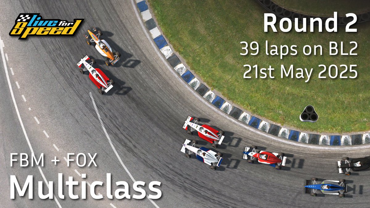 Mandula901's tweet photo. Round 2 of the FBM+FOX Multiclass tomorrow on BL2! 39 laps. No signup required. More info: https://t.co/Sc0O4eugDG
@LFSracing #simracing #liveforspeed #lfs #blackwood #blackwoodhistoric #fbmfoxmulticlass #fbm #formulabmw #fox #formulaxr https://t.co/TjJyUUDLLI