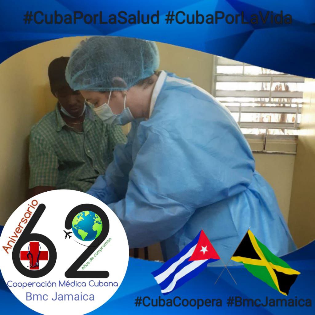 Desde la Brigada Médica Kingston, saludamos el 62 Aniversario de la Colaboración Médica Cubana.
Cuba, cubanos por todo el mundo, apoyando, amando, entregando, dando..... y enseñando que Somos Continuidad, ejemplo de altruismo y bondad.