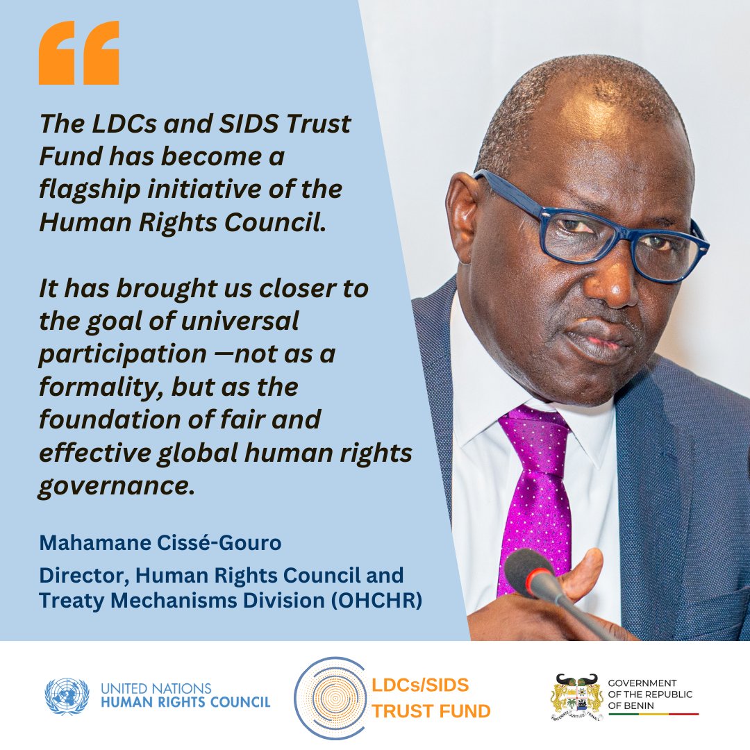 UN Human Rights Council (@un_hrc) on Twitter photo In Cotonou, Benin, <a href="/UNHumanRights/">UN Human Rights</a>' Mahamane Cissé-Gouro called to strengthen the Trust Fund which supports the participation of least developed countries and small island developing states in the work of the <a href="/UN/">United Nations</a> Human Rights Council "so that no voice is left behind." In Cotonou, Benin, <a href="/UNHumanRights/">UN Human Rights</a>' Mahamane Cissé-Gouro called to strengthen the Trust Fund which supports the participation of least developed countries and small island developing states in the work of the <a href="/UN/">United Nations</a> Human Rights Council "so that no voice is left behind."