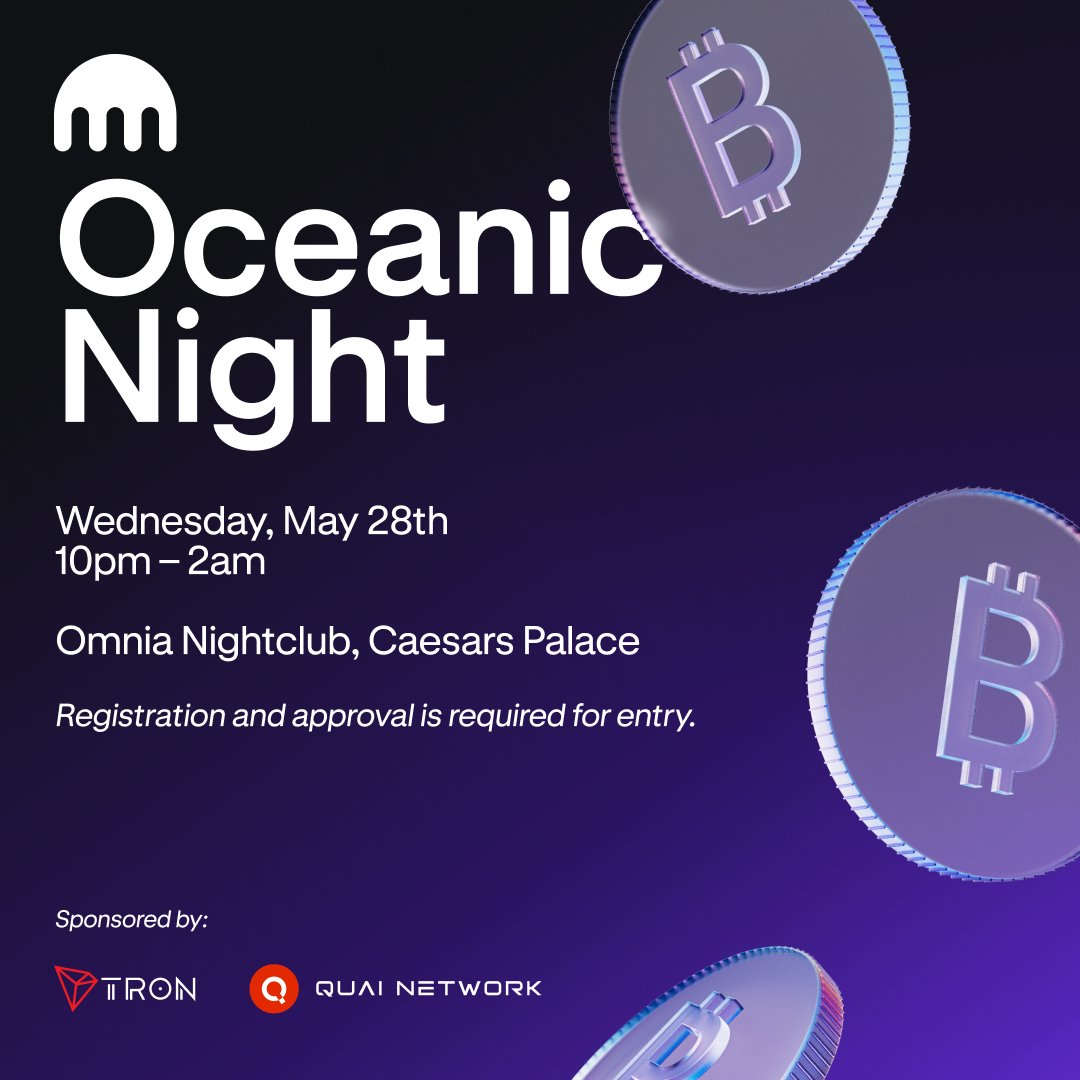Quai Network ⚡️💵 (@quainetwork) on Twitter photo Quai Network x Kraken Oceanic Night: BTC Vegas Edition 🌊
We’re throwing THE party of the year in Vegas at Bitcoin 2025 — together with <a href="/krakenfx/">Kraken Exchange</a>.
🗓 May 28 | 10PM–2AM
📍 Omnia, Caesars Palace
Feel the real Proof-of-Work energy⚡️💵 Quai Network x Kraken Oceanic Night: BTC Vegas Edition 🌊
We’re throwing THE party of the year in Vegas at Bitcoin 2025 — together with <a href="/krakenfx/">Kraken Exchange</a>.
🗓 May 28 | 10PM–2AM
📍 Omnia, Caesars Palace
Feel the real Proof-of-Work energy⚡️💵