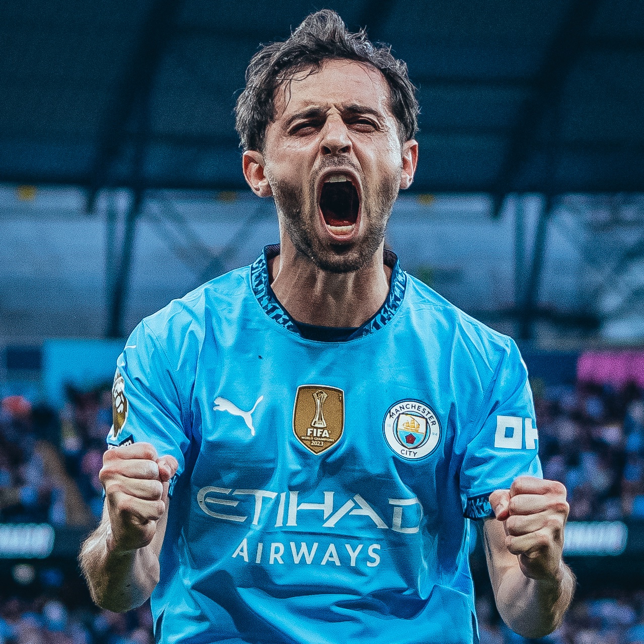 Bernardo Silva celebrando su gol ante el Bournemouth. Fuente: Manchester City en "X".