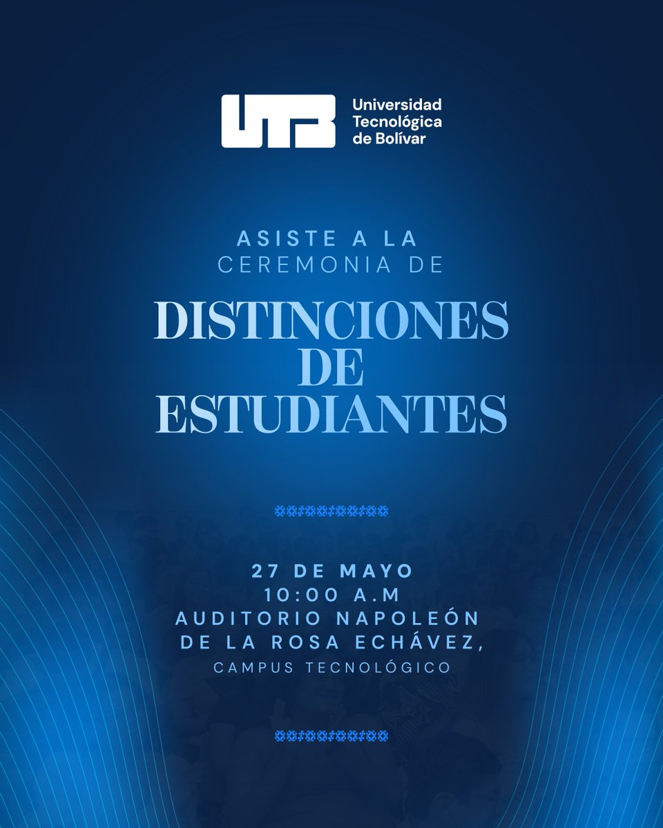 UTB Oficial (@utboficial) on Twitter photo 🎓 La UTB celebra la excelencia.
Acompáñanos en la Ceremonia de Distinciones Estudiantiles y honremos juntos el esfuerzo de nuestros alumnos.
📺 Transmisión en YouTube: <a href="/utboficial/">UTB Oficial</a>
#OrgulloUTB #SoyUTB 🎓 La UTB celebra la excelencia.
Acompáñanos en la Ceremonia de Distinciones Estudiantiles y honremos juntos el esfuerzo de nuestros alumnos.
📺 Transmisión en YouTube: <a href="/utboficial/">UTB Oficial</a>
#OrgulloUTB #SoyUTB