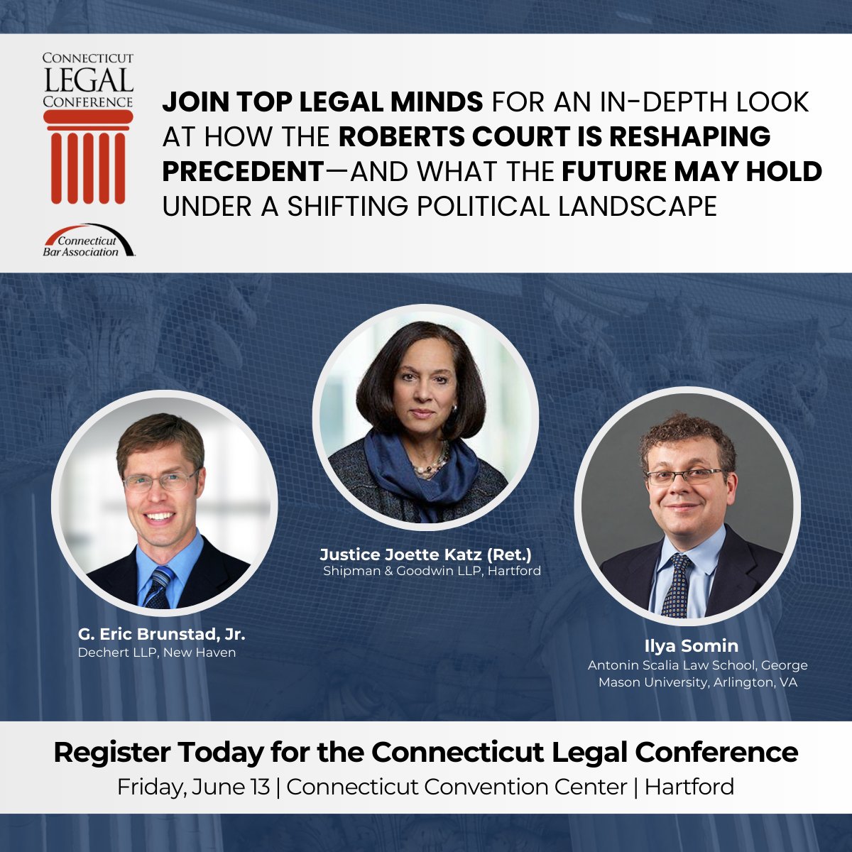 Join us at the 2025 CLC for the Featured National Speaker Seminar, “SCOTUS: What’s Next?,” where you’ll hear an analysis of the Roberts Court’s notable decisions overturning or significantly changing Supreme Court precedent.

Register Now at ctlegalconference.com