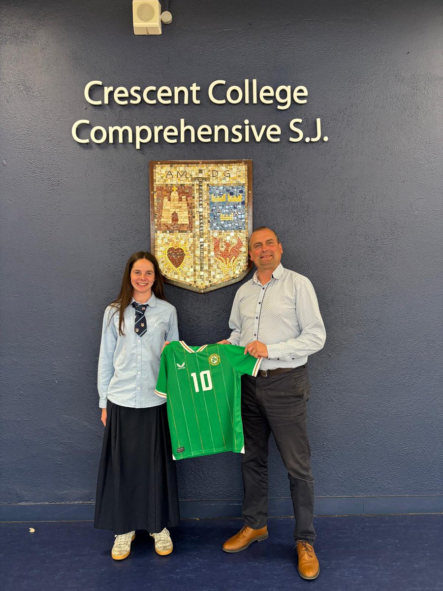 Our international soccer star Ellen presented her Jersey to the school today at Assembly! She travels to Finland later this week to play with the Ireland U.16 team!