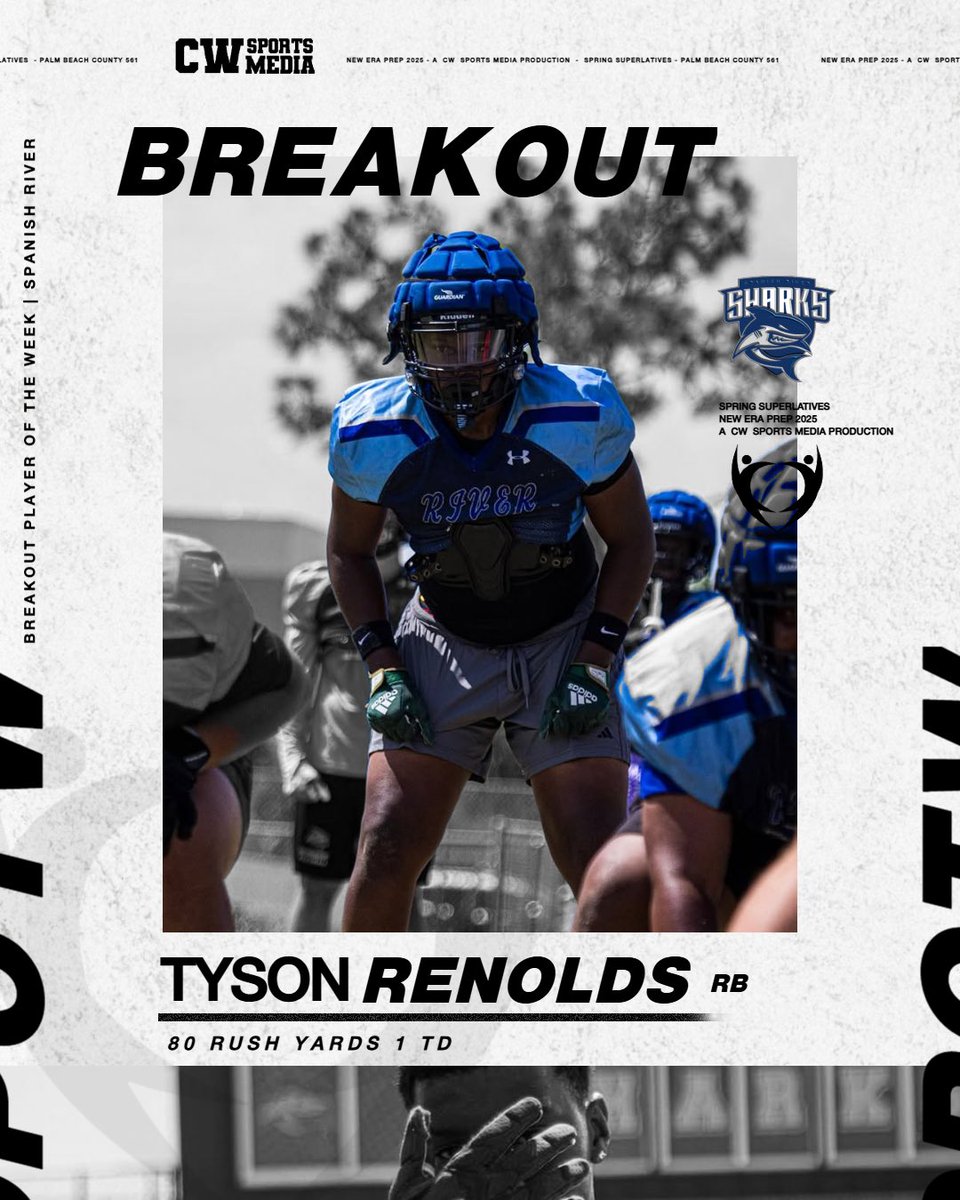 Congratulations to Spanish River RB Tyson Reynolds for winning NewEraPrep’s Spring Breakout Player of the Week following a dominant performance vs Treasure Coast 

@RiverBoyz0
