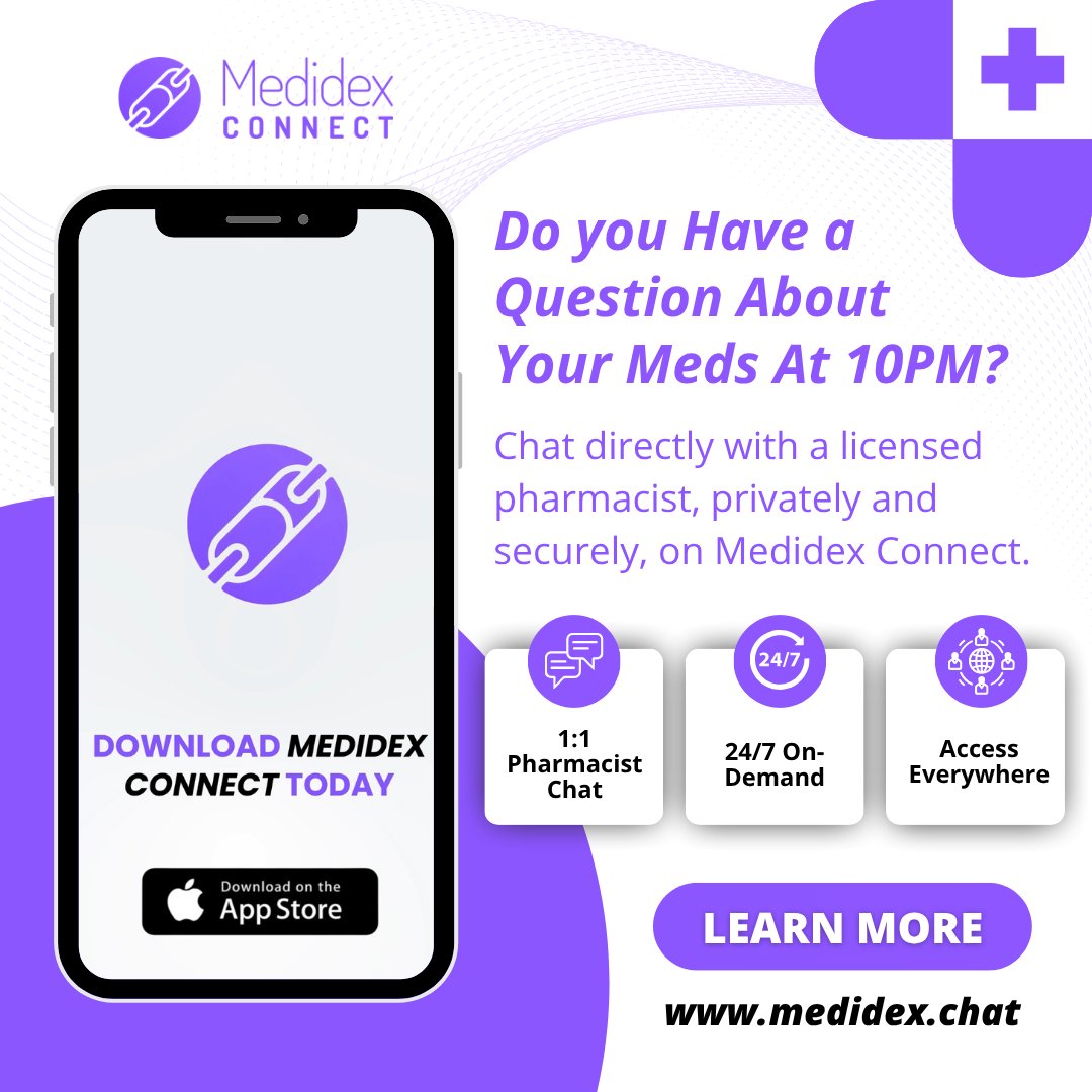💬 Med question at 10 PM? Don’t wait. Don’t guess. With Medidex Connect, chat 1:1 with a licensed pharmacist privately, securely, 24/7.📲 Get expert answers anytime at Medidex.Chat #PharmacistSupport #24HourCare #OnDemandHealth #StayHealthy #Medication #MedidexConnect