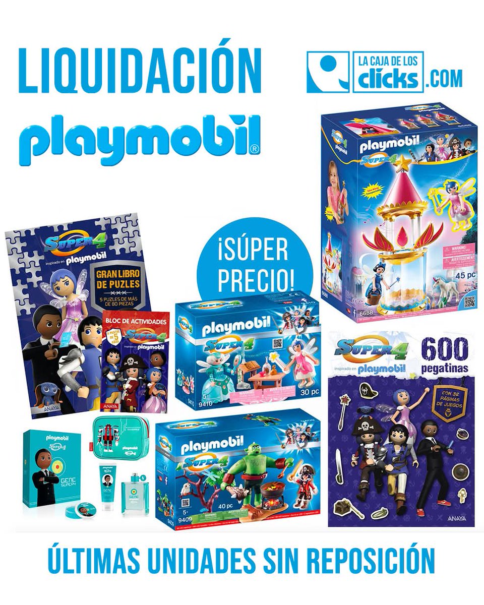 caja_clicks's tweet photo. SEGUIMOS LIQUIDANDO. ⚠️ Lo último de la línea de PLAYMOBIL Super4, todo a precio por los suelos, lo tenéis aquí ->> https://t.co/paQr271YDY
-
#playmobil #clicks #juguetes #clickeros #lacajadelosclicks #coleccion #juguetesretro #clicksdeplaymobil #liquidacion https://t.co/54lro8YG4a