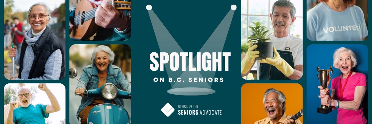 Every senior has a story worth celebrating! For #BCSeniorsWeek, we're inviting seniors  to participate in our #SpotlightOnSeniors campaign. 
Share a photo and a story about your contributions, life lessons or words of wisdom. 
👉Submit here: seniorsadvocatebc.ca/current-issues…