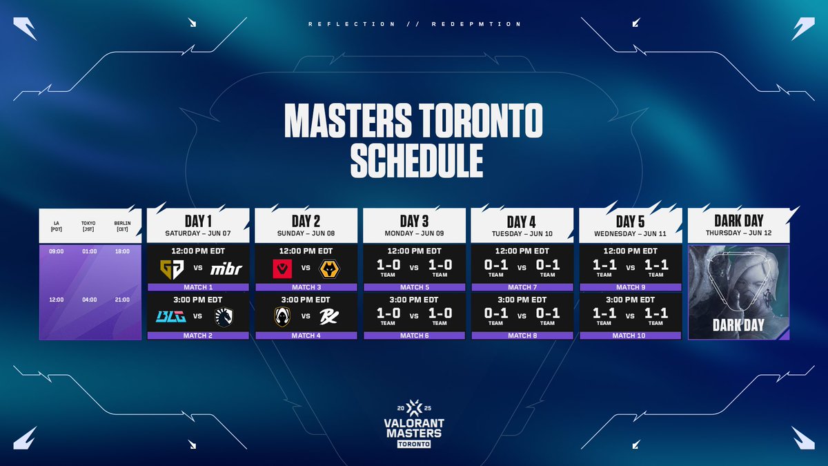 #VALORANTMasters Toronto // Schedule // #VALORANT