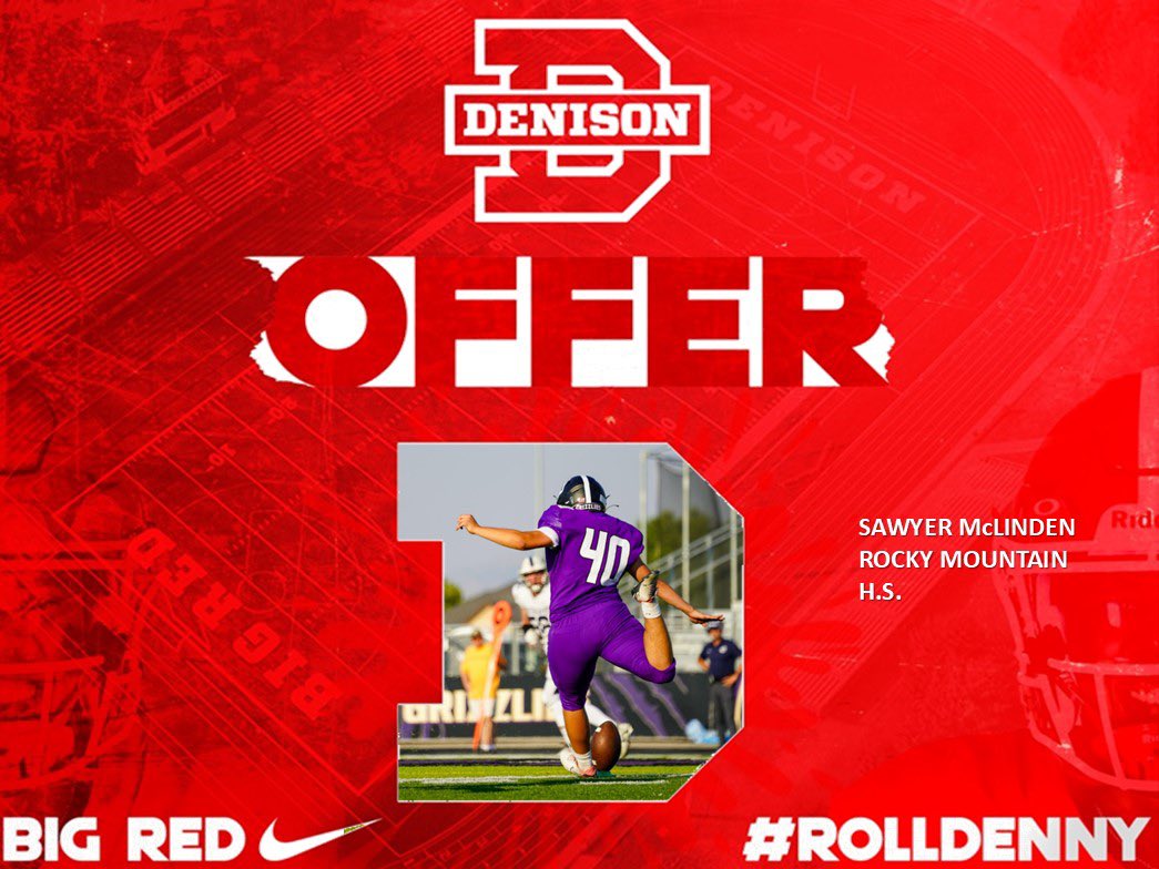 Sawyer McLinden (@sawyermc11) on Twitter photo Very excited! After a great conversation with <a href="/coachhatem/">Jack Hatem</a> , I’m honored to receive my first Official Offer from <a href="/DUFootball/">Denison Football</a> ‼️ Thank you also to <a href="/coachbutler1960/">Mark Butler</a> and the #BigRed coaching staff for the opportunity to play for Denison & to continue my academics at a great Very excited! After a great conversation with <a href="/coachhatem/">Jack Hatem</a> , I’m honored to receive my first Official Offer from <a href="/DUFootball/">Denison Football</a> ‼️ Thank you also to <a href="/coachbutler1960/">Mark Butler</a> and the #BigRed coaching staff for the opportunity to play for Denison & to continue my academics at a great