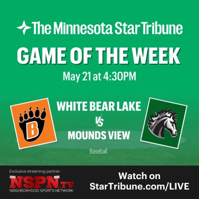 Mounds View Baseball (@mvvarsbaseball) on Twitter photo ATTENTION: Tomorrow's game time, at Target Field, has been moved to roughly around 7pm due to the Twins playing a doubleheader before us. Tickets are good for all 3 games!
If you can't make it to the game <a href="/StribSports/">Star Tribune Sports</a> will be live streaming at StarTribune.com/LIVE ATTENTION: Tomorrow's game time, at Target Field, has been moved to roughly around 7pm due to the Twins playing a doubleheader before us. Tickets are good for all 3 games!
If you can't make it to the game <a href="/StribSports/">Star Tribune Sports</a> will be live streaming at StarTribune.com/LIVE