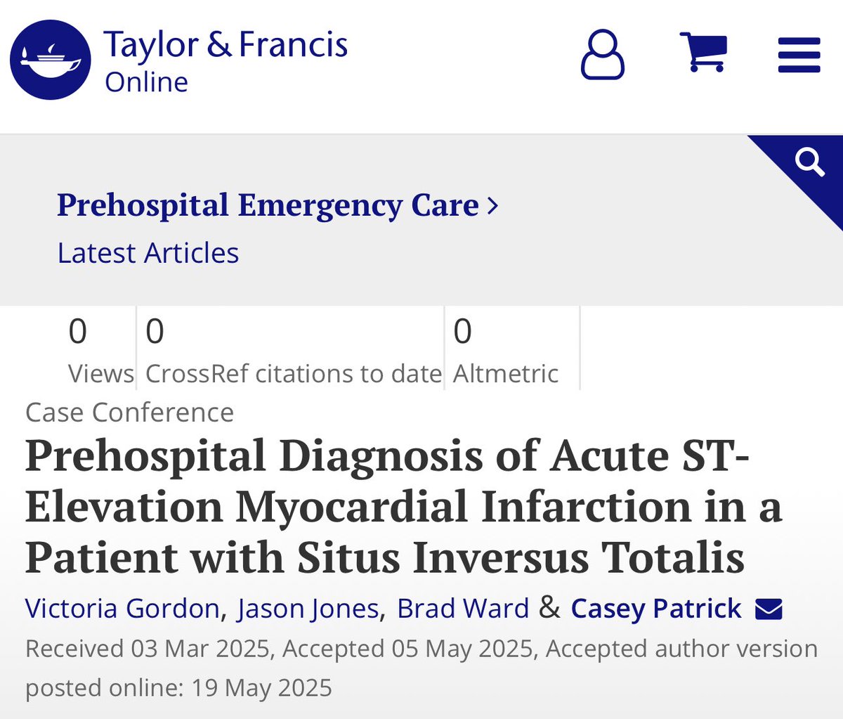 Congratulations to Jason Jones, Brad Ward and Dr. Casey Patrick on the publication of their case report in Prehospital Emergency Care! This was truly a one-in-a-million case that others will now learn from thanks to MCHD’s stellar patient care...