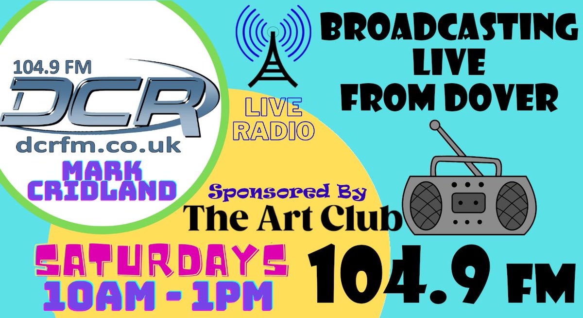 🎙️ Mark Cridland (@radio_mark) on Twitter photo Remember to join me every Saturday on #Dover's #radio station <a href="/DoverCR/">DCR 104.9FM</a> 104.9FM
10am - 1pm
I have #fun features such as the mid-morning #musical, the three-question #quiz, #WeirdNews, #Traffic, #Interviews & #music from the #90s to now!
🎧Sponsored by The Art Club, Dover Remember to join me every Saturday on #Dover's #radio station <a href="/DoverCR/">DCR 104.9FM</a> 104.9FM
10am - 1pm
I have #fun features such as the mid-morning #musical, the three-question #quiz, #WeirdNews, #Traffic, #Interviews & #music from the #90s to now!
🎧Sponsored by The Art Club, Dover