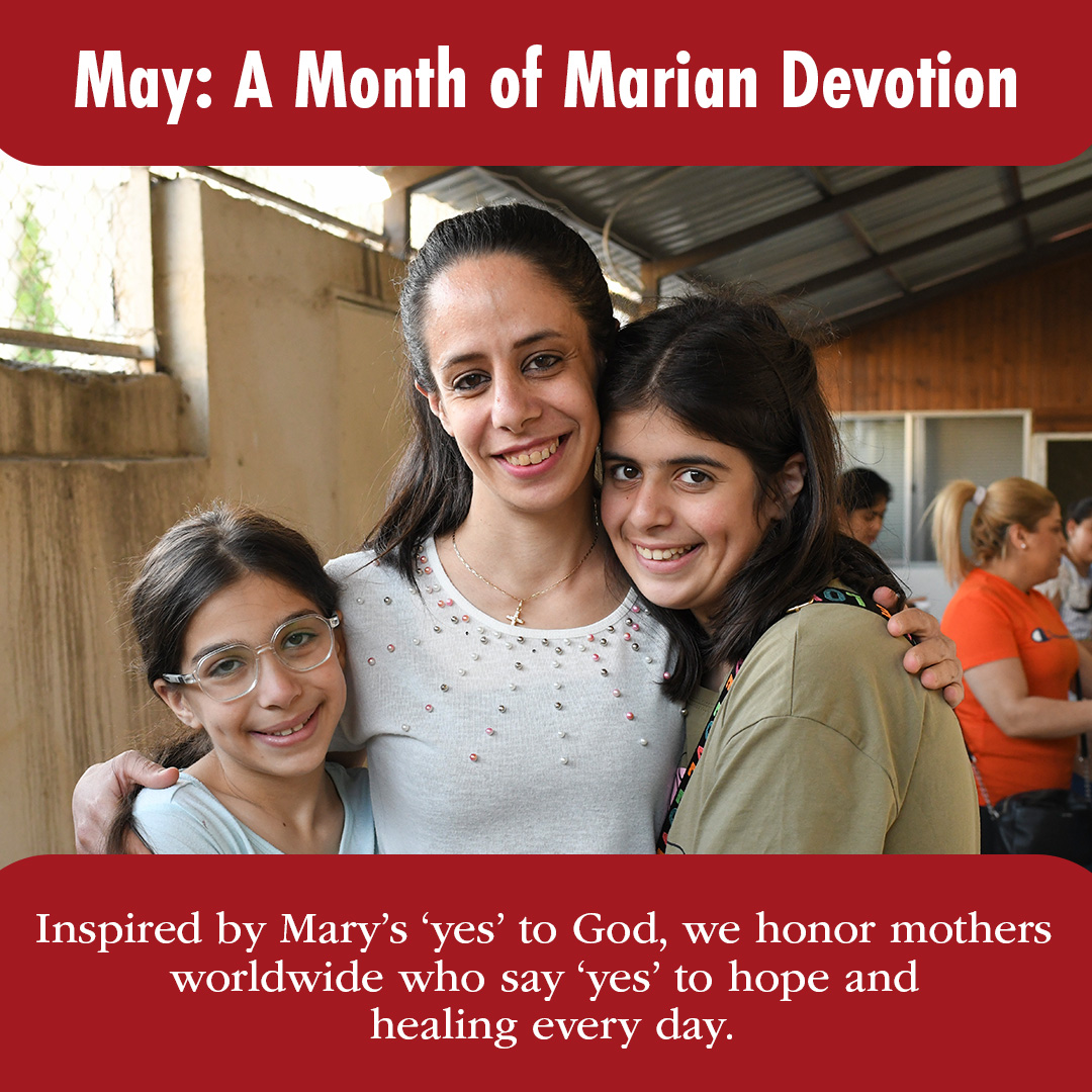 CNEWA's tweet image. As May’s Marian devotion comes to a close, we honor the courage of mothers worldwide. Like Mary’s ‘yes,’ they’re choosing hope for their families.

Your gift brings care, dignity &amp;amp; healing. Let’s make a lasting impact together. 

Join us today: cnewa.org/donate/