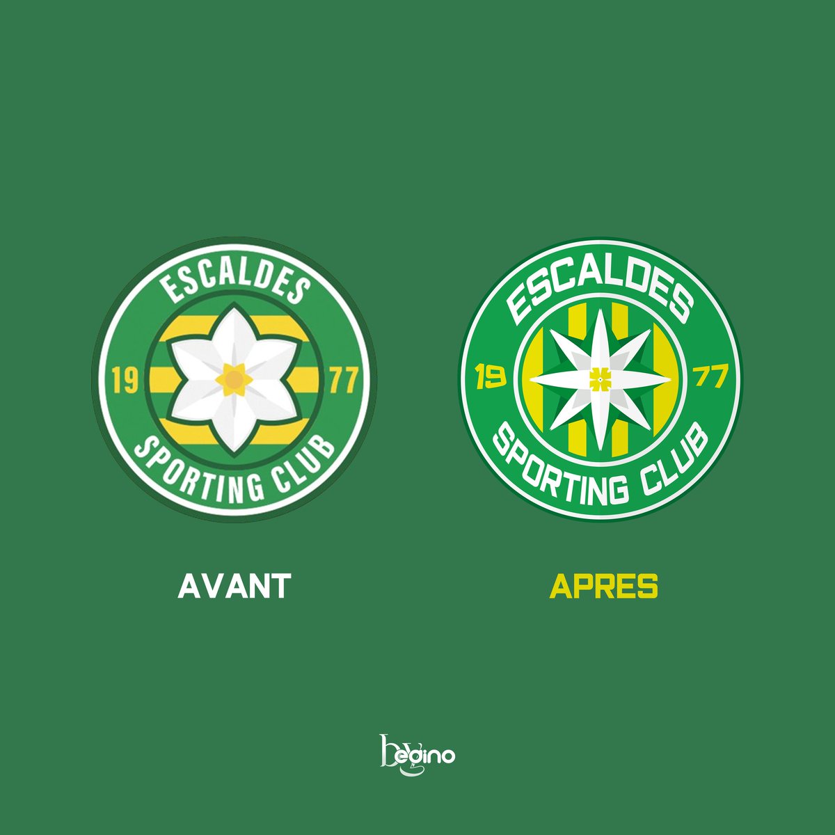 EdinoDesign's tweet photo. Modernised but with the same identity. This is my vision of a better future in visual communication for Escaldes Sporting Club. https://t.co/LtoZ6cN02U