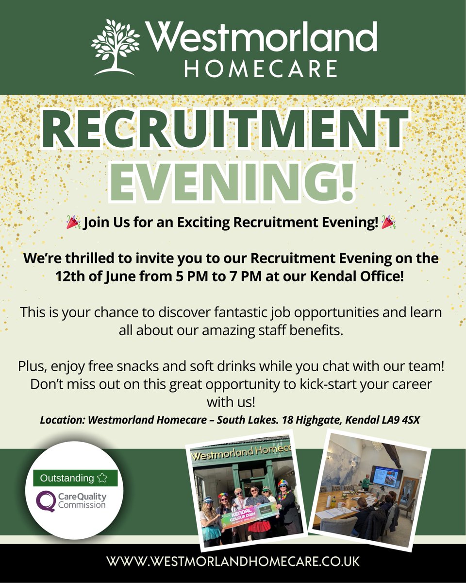 Join us on the 12th of June from 5 pm - 7 pm at our South Lakes office (LA9 4SX) for a chance to discover our fantastic job opportunities and learn about our amazing staff benefits!

Don't miss out on this great opportunity to kick-start your career with us!