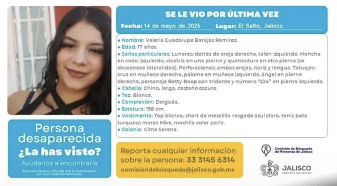 #CadaMinutoCuenta #Desaparecida #Jalisco