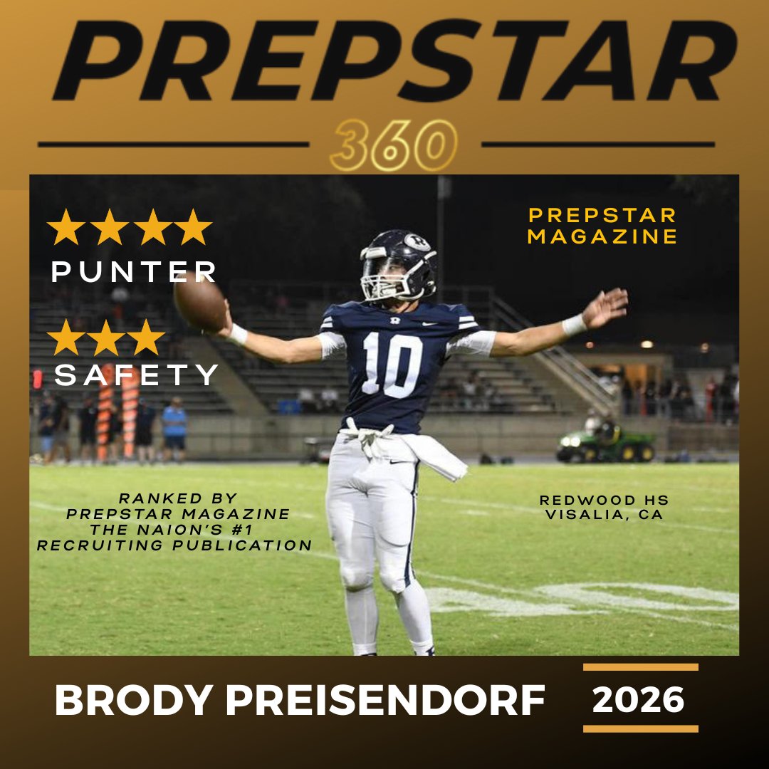 Congrats to PrepStar Athlete Brody Preisendorf <a href="/BrodyP2026/">brody preisendorf</a> for being ranked by PrepStar Magazine as a top rising prospect for class of 2026!