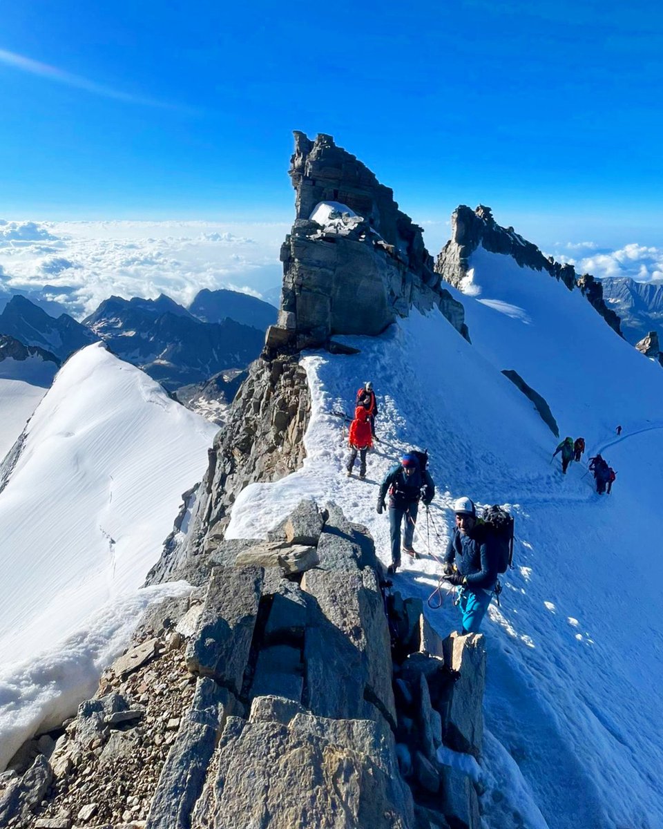 First 4000m Peak?
🏔️🎒❄️⛏️🪢🇮🇹
Descending from the summit of Gran Paradiso, aptly called Big Paradise judging by these views! It’s a brilliant choice of your first Alpine 4000m peak. Enjoy glaciers, scrambling, altitude, and ropework. 

〽️ icicle-mountaineering.ltd.uk/alpine%2Bintro…

📍Gran Paradiso