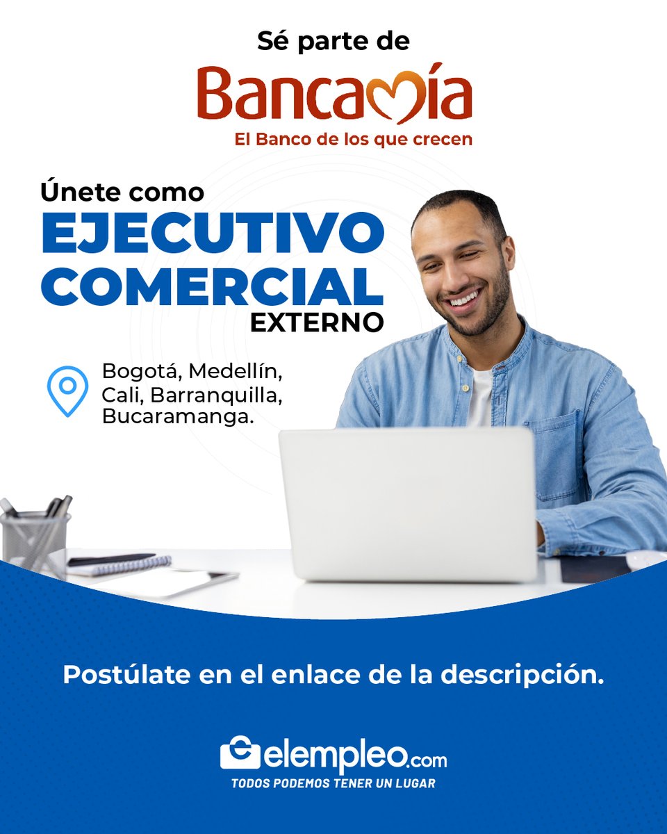 ¡Se buscan ejecutivos comerciales!

Bancamía abre vacantes en Bogotá, Medellín, Cali, Barranquilla y Bucaramanga.

💼 Trabajo en ventas | Microfinanzas | Crecimiento profesional

Postúlate aquí 👉 acortar.link/3bjxME