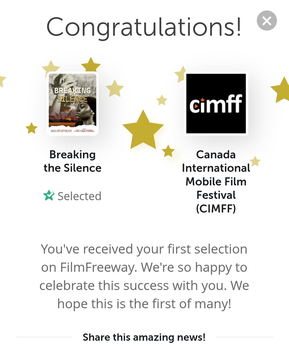PelumiMedia (@pelumimedia) on Twitter photo Congratulations to me and my friend <a href="/ikeme_uche/">Uchesco Limited</a> as our Short Film "BREAKING THE SILENCE" was just selected by Canada International Mobile Film Festival (CIMFF) via FilmFreeway.com
I'm Short of words rn๐ญ๐ฅน๐ฅน Congratulations to me and my friend <a href="/ikeme_uche/">Uchesco Limited</a> as our Short Film "BREAKING THE SILENCE" was just selected by Canada International Mobile Film Festival (CIMFF) via FilmFreeway.com
I'm Short of words rn๐ญ๐ฅน๐ฅน