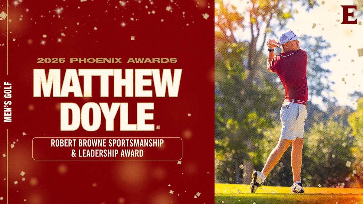 Congrats to Elon Men’s Golf player Matthew Doyle on earning this year’s Robert Browne Sportsmanship &amp; Leadership Award! 🏆🔥
 
#ElonGolf #PhoenixRising