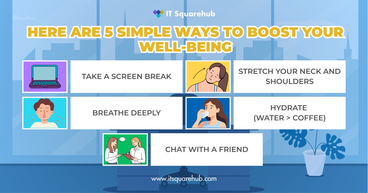 Wellness Mode: Activated ✅

Taking a mindful pause today to refocus and recharge. A healthy mind supports great work—and even better teamwork. 💼

#ITSquarehub #MentalReset #WellnessReminder