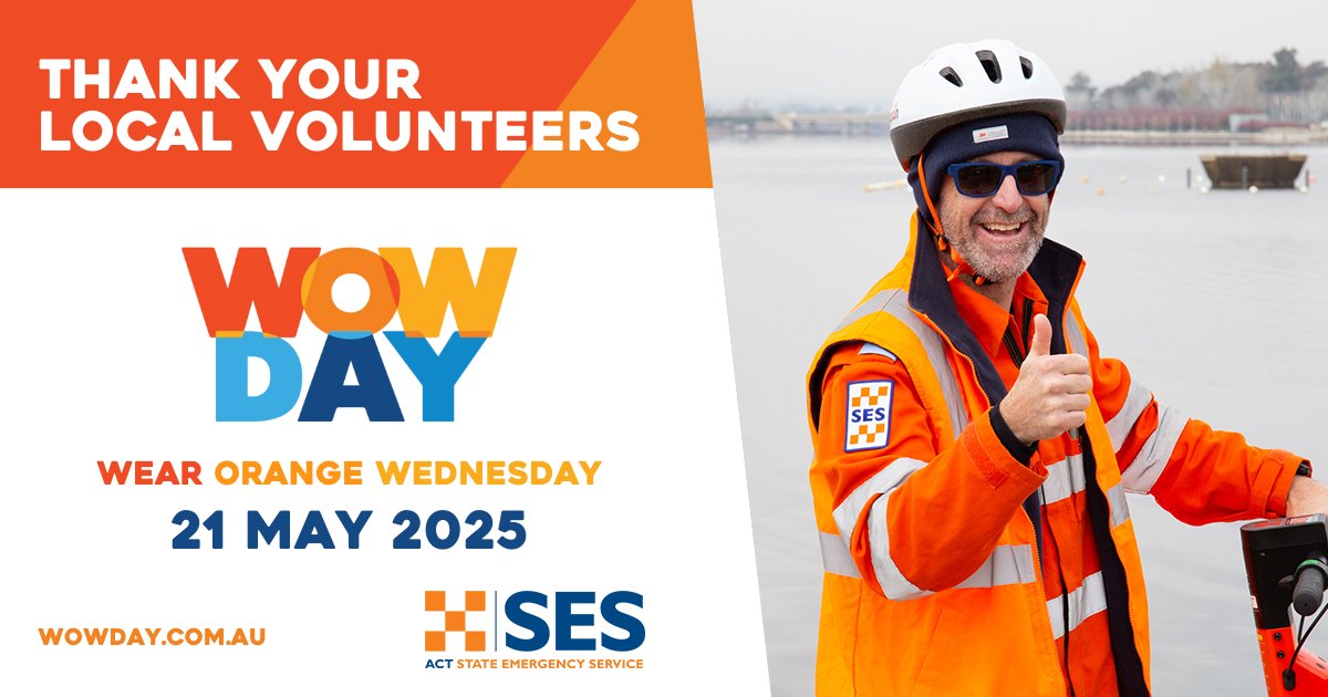 ACT_ESA's tweet photo. It's Wear Orange Wednesday, a day when we say thank you to our ACTSES volunteers!
Whether making temporary repairs during storms, or helping police with missing persons searches, our ACTSES volunteers are always ready to help the Canberra community 🧡
#ThankYouSES #WOWDay https://t.co/sAmM6D1UUT
