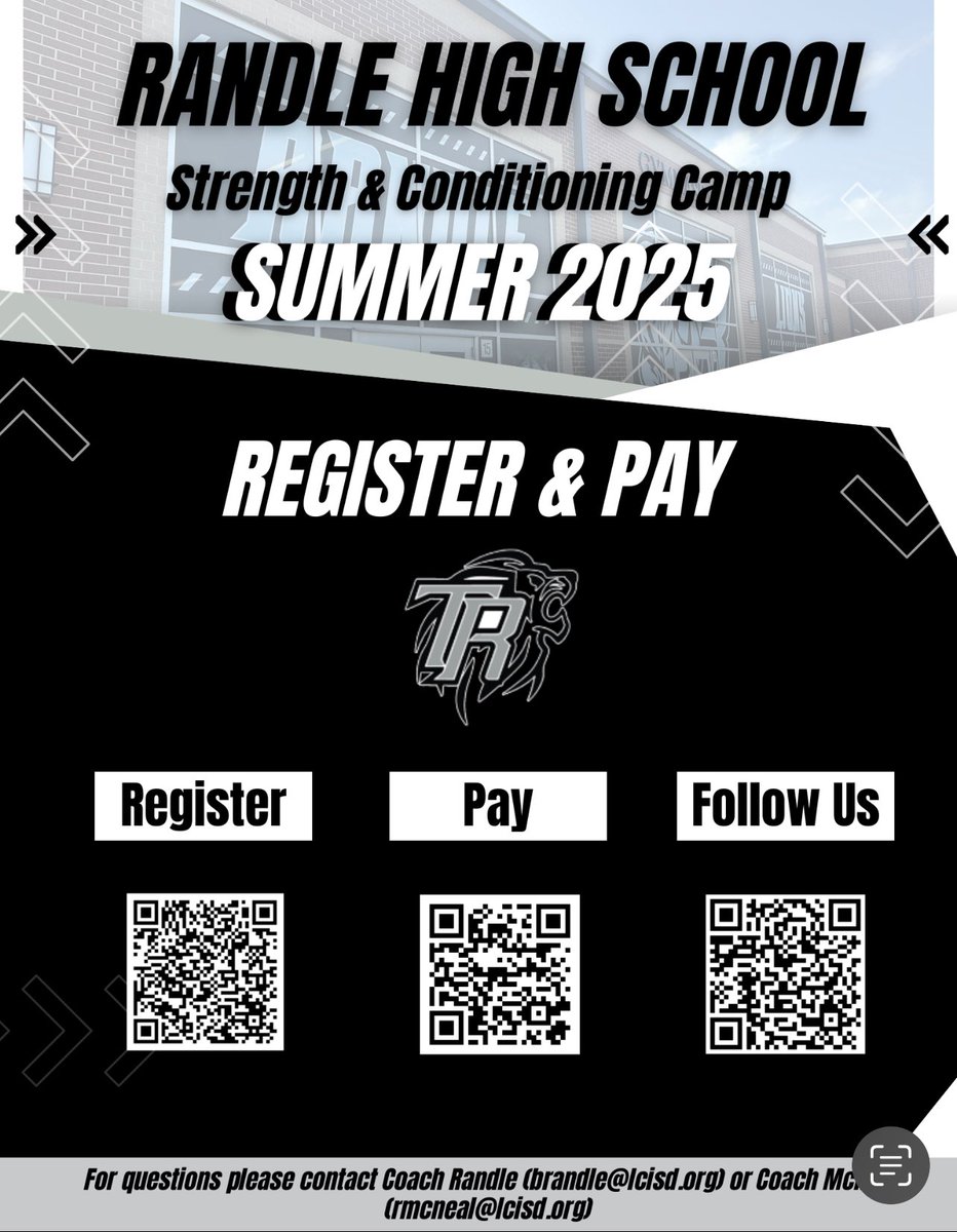 TRHS Athletics (@trhsathletics1) on Twitter photo 🚨2025 SAC CAMP INFO🚨
Let’s get stronger together Lions 🦁 💪🏽
#SilverTrackPride
<a href="/BrianRandle40/">#nodayzoff</a> <a href="/CoachDMcNeal/">Dee McNeal, M.Ed.</a>
<a href="/RandleHS/">Randle High School</a> <a href="/WrightJHLions/">Wright Junior High</a> @ 🚨2025 SAC CAMP INFO🚨
Let’s get stronger together Lions 🦁 💪🏽
#SilverTrackPride
<a href="/BrianRandle40/">#nodayzoff</a> <a href="/CoachDMcNeal/">Dee McNeal, M.Ed.</a>
<a href="/RandleHS/">Randle High School</a> <a href="/WrightJHLions/">Wright Junior High</a> @