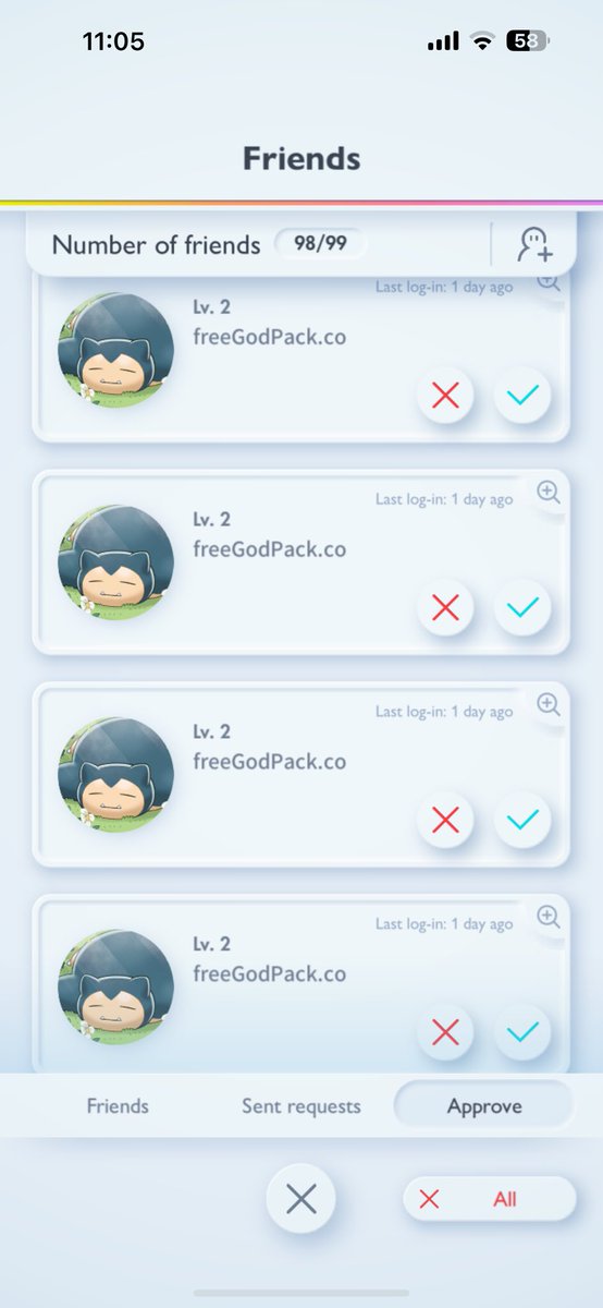 Is there anyway to get rid of these? Got peeps who genuinely want to add to trade but can’t add me sometimes because we get bombarded with these bots #PokemonTCGPocket