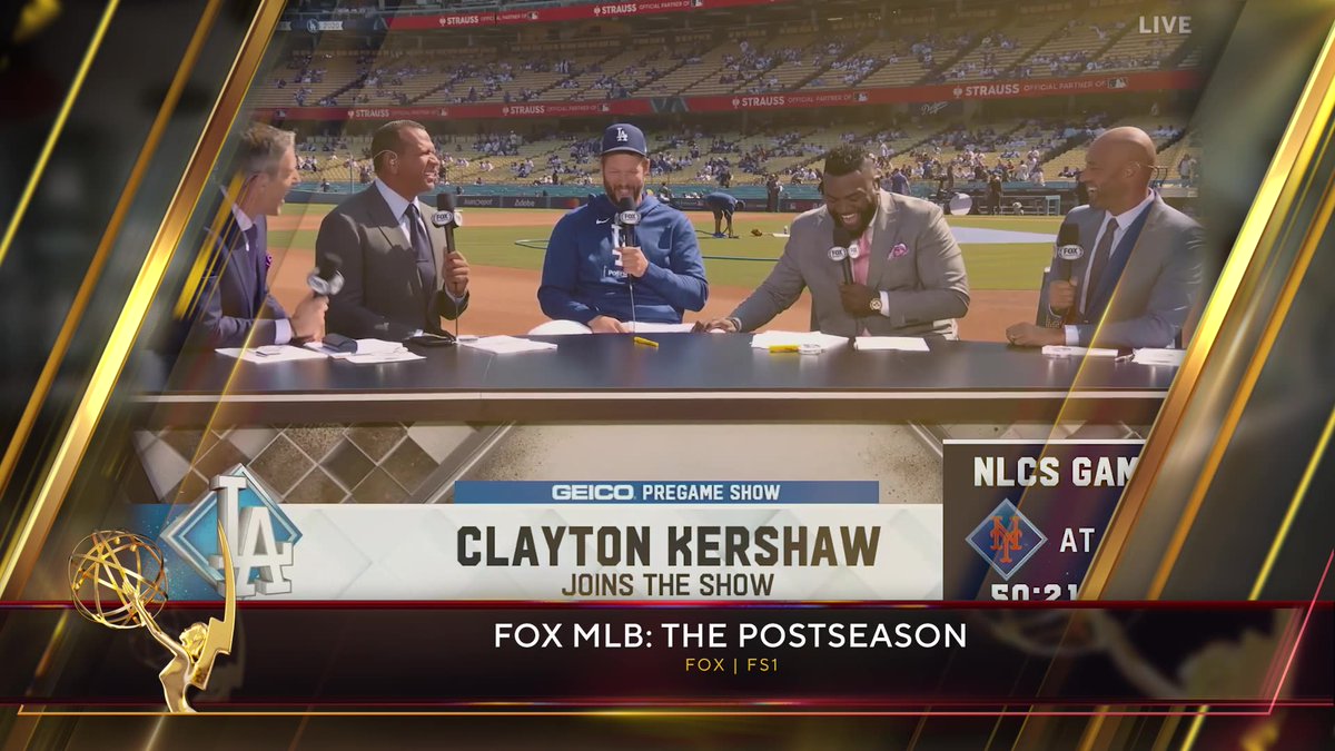TheEmmys's tweet photo. The #SportsEmmys Award for Outstanding Studio Show – Limited Run goes to FOX MLB: The Postseason @MLBONFOX (@foxsports @FS1). https://t.co/PZUZqvztw6