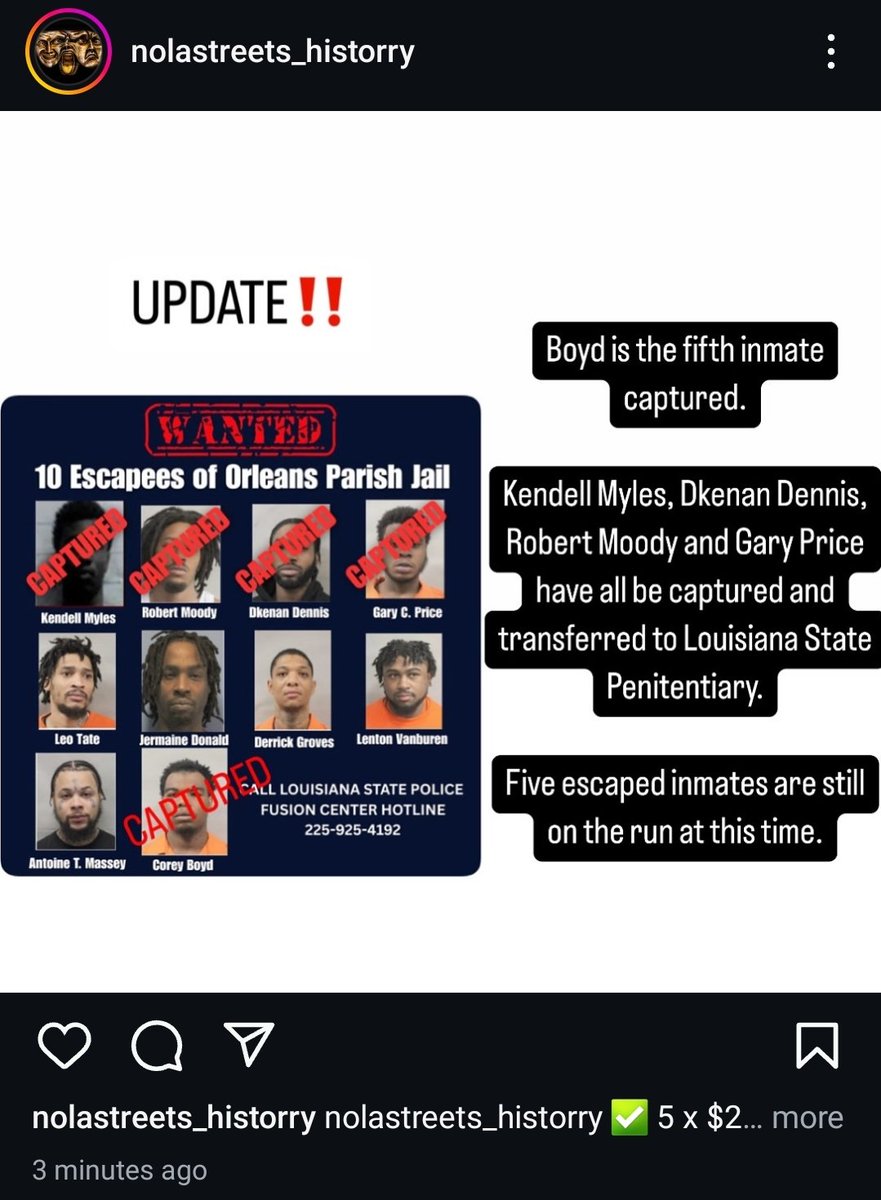 Update on #NewOrleans #Inmates