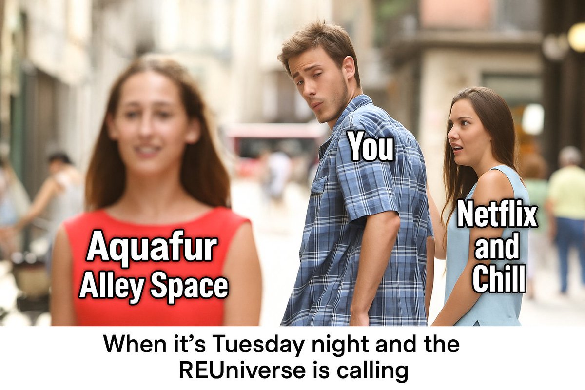 It’s Tuesday night. You already know what time it is.

Aquafur Alley Space is live tonight! Come through, speak up, and dive into the ReUniverse! <a href="/ApeReunion/">Ape Reunion</a> has been building! 100+ Gigabytes of LIVE-STREAMED development, 13,500 playable avatars, and a game world like no other.