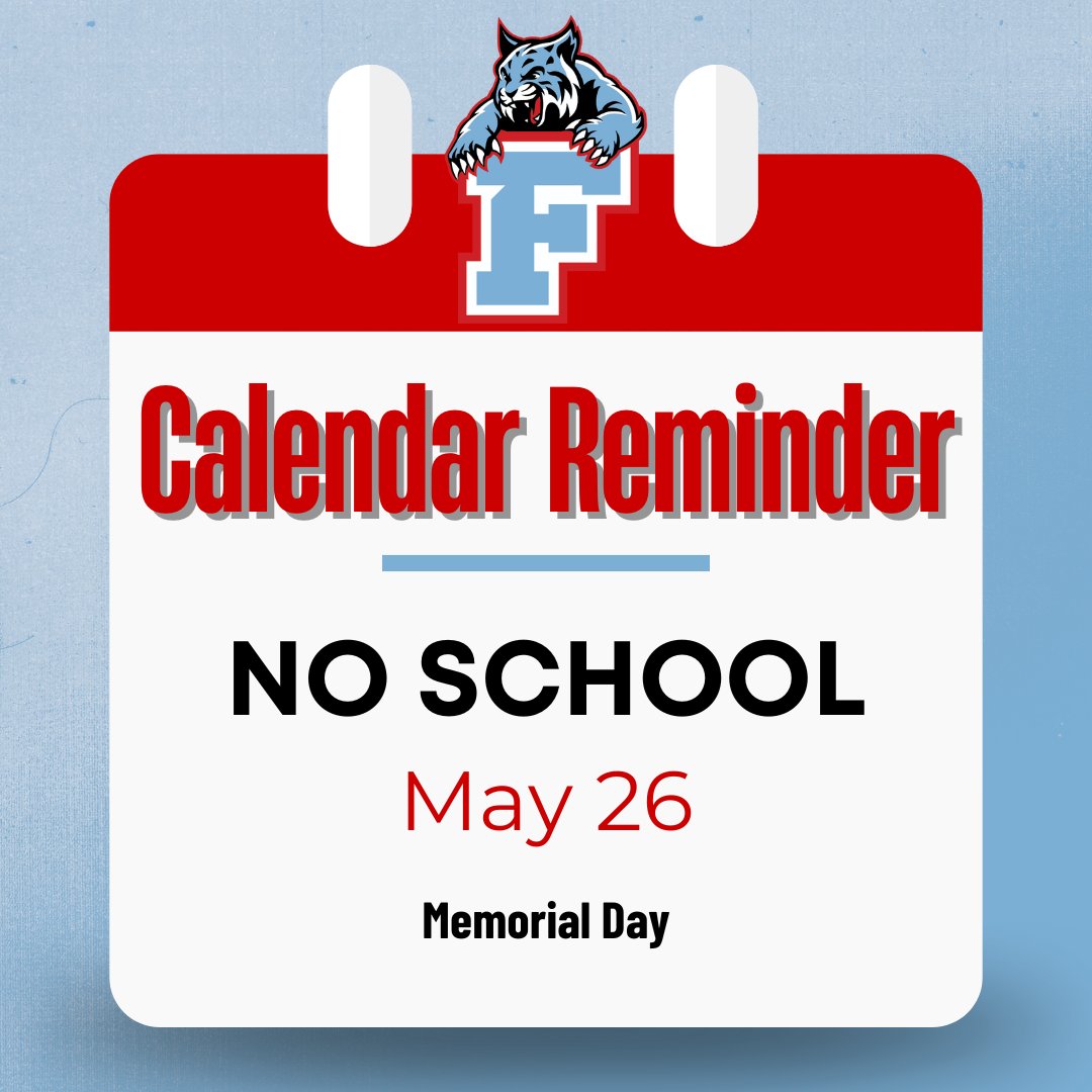 🗓️ As a reminder, Finneytown schools will be closed Monday, May 26, for Memorial Day. #wearefinneytown