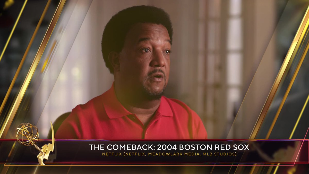 The #SportsEmmys Award for Outstanding Documentary Series goes to The Comeback: 2004 Boston Red Sox (<a href="/netflix/">Netflix</a>).