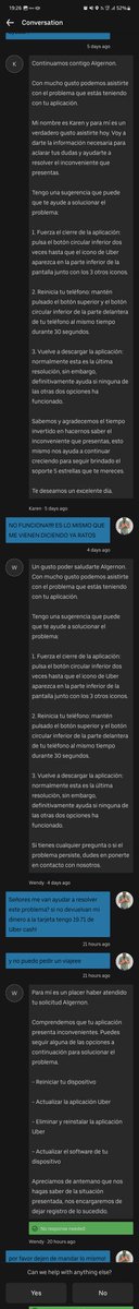 alger89's tweet photo. @Uber_Support Estoy harto de sus mismas respuestas! Me pueden resolver esto por favor la cuenta no de ja haver viajes tengo cadi $20 en mi balance me puede ayudar sin decir lo mismo ya me harte https://t.co/Yqkzuiwx8s