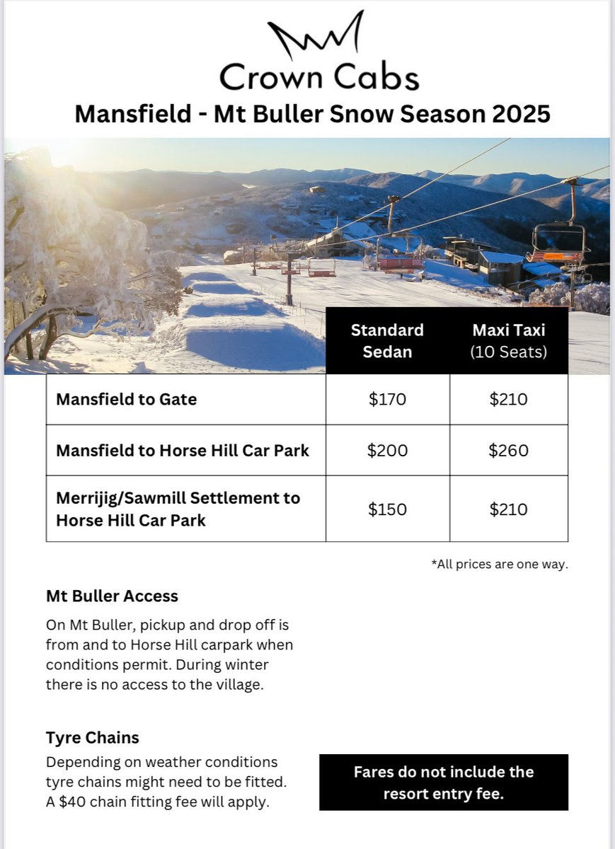 crowntaxicab's tweet photo. Mansfield Snow Trip Fees - 2025 ❄️ ⛄️ ❄️ #mansfield #snow #snowtrip #crowncabs https://t.co/aL4NxkAvym