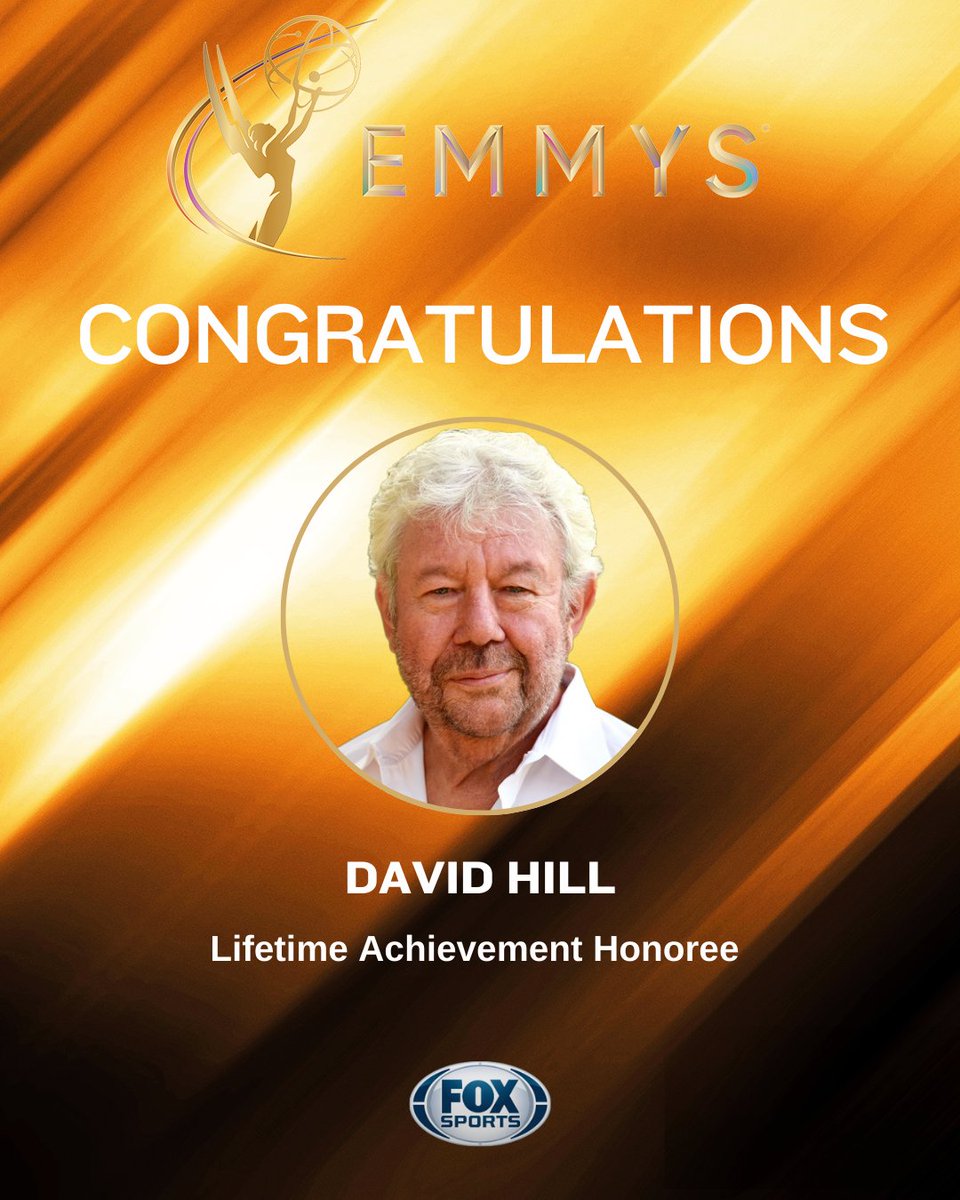 FOXSportsPR's tweet photo. Congratulations to FOX Sports founding president and Emmy Award-winning sports producer David Hill, recipient of the #SportsEmmys Lifetime Achievement Award. 🏆 https://t.co/9E0w4GRpfX