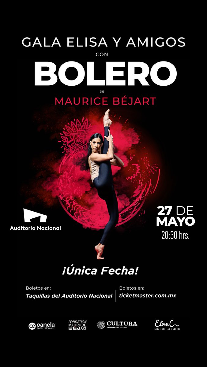 Este 27 de mayo, sé testigo de una de las más grandes interpretaciones del ballet en México. Elisa Carrillo, una de las figuras más destacadas de la danza a nivel internacional, se despide de una de las obras más emblemáticas de su carrera: el Bolero de Maurice Béjart.