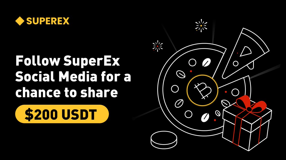 Celebrate #BitcoinPizzaDay with #SuperEx 🍕  

Follow #SuperEx on social media for a chance to share the $200 USDT prize pool.

💰We will #giveaway 200 USDT to 40 lucky people

1⃣Follow <a href="/SuperExet/">SuperEx</a> 
2⃣Like, Retweet, and Tag 3 friends
3⃣Join now: gleam.io/competitions/L…