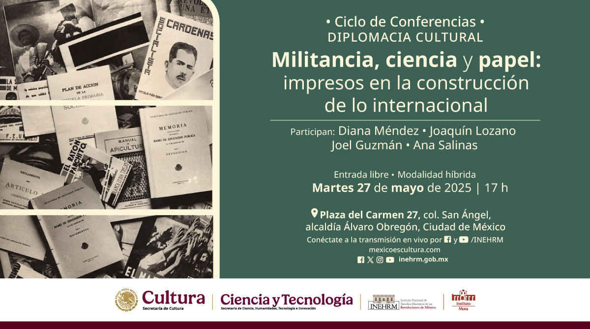 🔴#Estreno #EnVivo

#Acompáñanos a la tercera sesión del Ciclo de #Conferencias de Diplomacia Cultural "Militancia, ciencia y papel"

Participan:
<a href="/JoaquinLozanoT/">Joaquín Lozano</a> (<a href="/Acervo_SREmx/">Acervo Histórico Diplomático</a>)
<a href="/diana_mende_z/">Diana</a> (<a href="/UNAM_MX/">UNAM</a>)
<a href="/JoeGA92/">Joel Guzman</a> (<a href="/CEHColmex/">CEH Colmex</a>)
@anayialverdi (<a href="/INEHRM/">INEHRM</a>)

👉youtube.com/watch?v=dBPQkq…